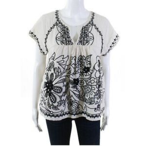 Anthropologie Floral Eyelet Blouse